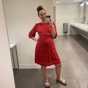 Seraphine Maternity Red Polka Dot Dress Size US4